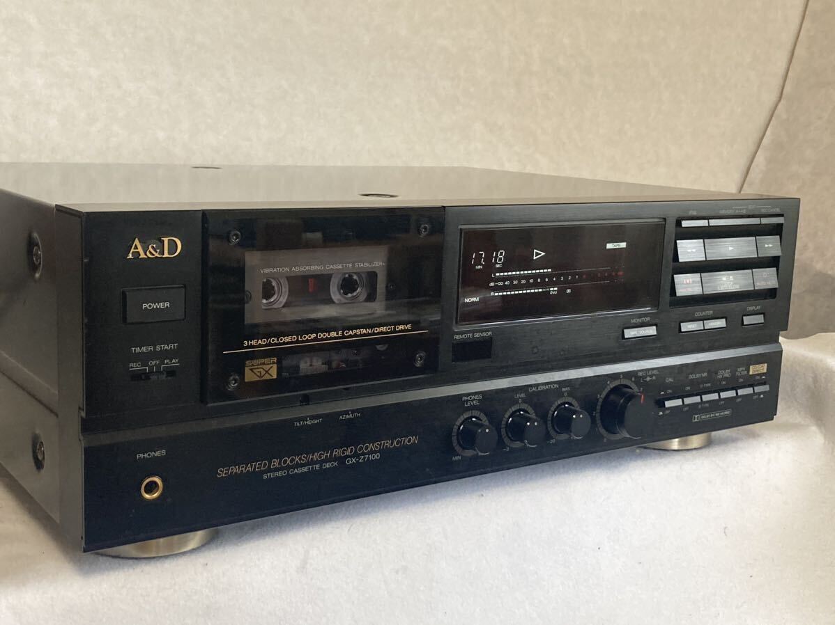 A&D GX-Z7100 カセットデッキ　3HEAD /クローズドループ・デュアルキャプスタン方式採用　バイアス/レベルアジャスト機構搭載