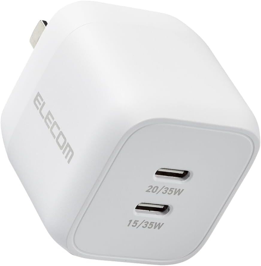 2)USB-C×2ポート 1)充電器単体 エレコム(ELECOM) 充電器 Type-C 2ポート 35W USB PD対応 PP_画像1