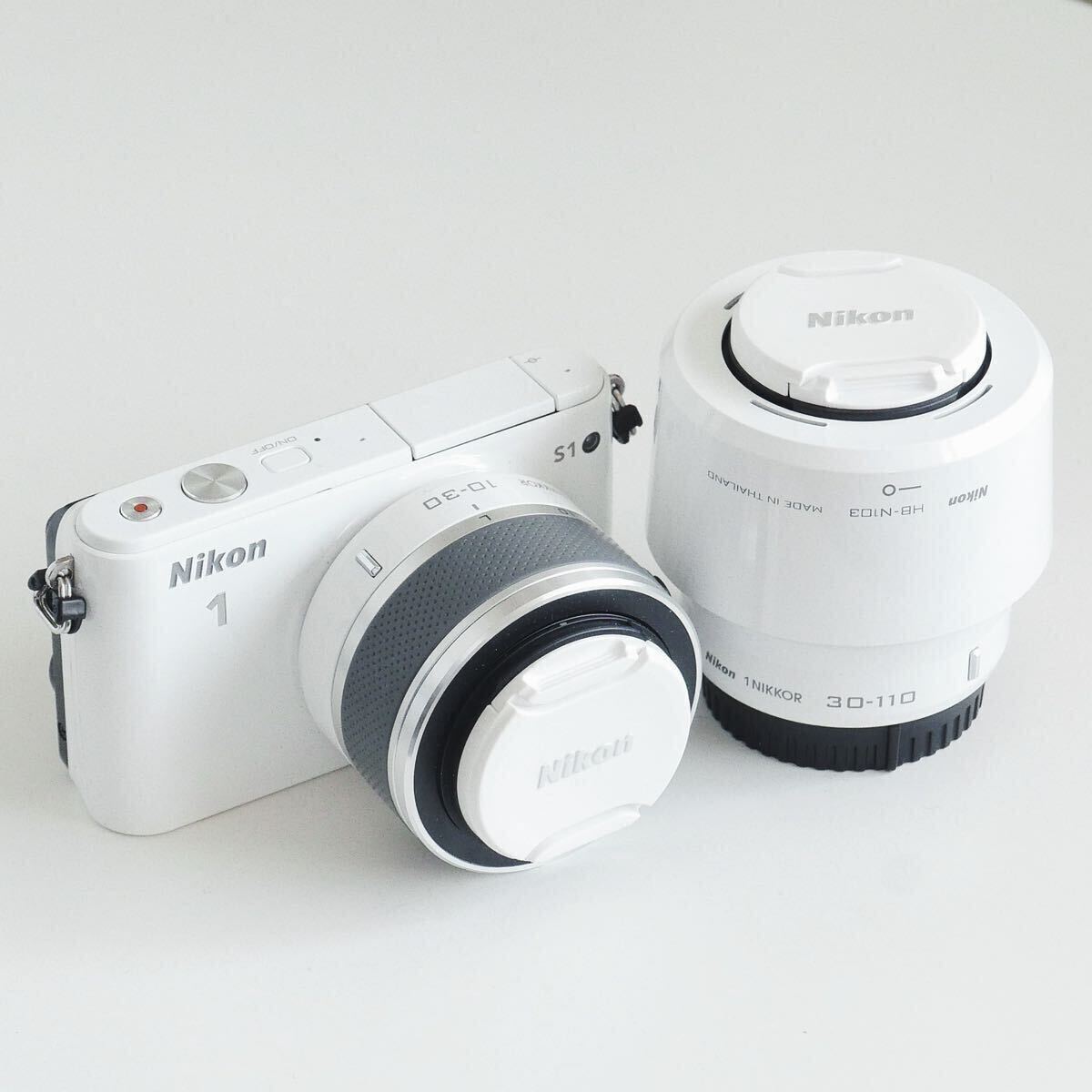 〈即決〉 Nikon 1 ニコン S1 ボディ + 10-30mm F3.5-5.6 VR + 30-110mm F3.8-5.6 VR ダブルズーム レンズ セット品の画像1