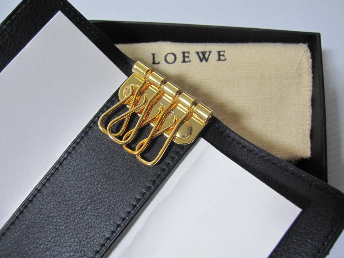 【未使用】LOEWE ロエベ ４連キーケース 黒レザー / 箱・解説書付の画像6