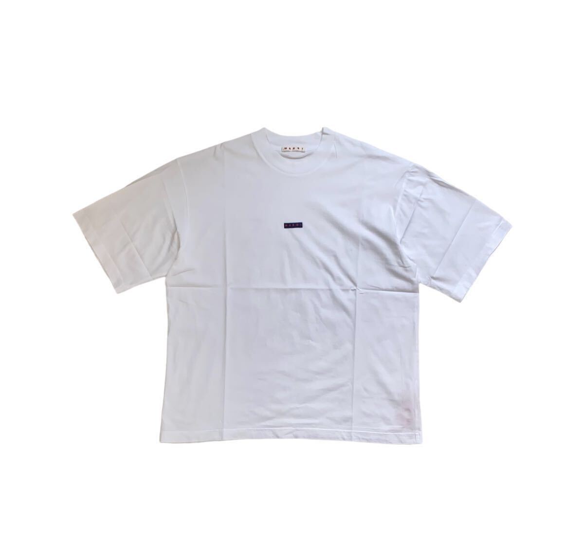 【美品】MARNI マルニ 半袖 Tシャツ カットソー クルーネック ホワイト ブランドロゴワッペン メンズ48_画像2