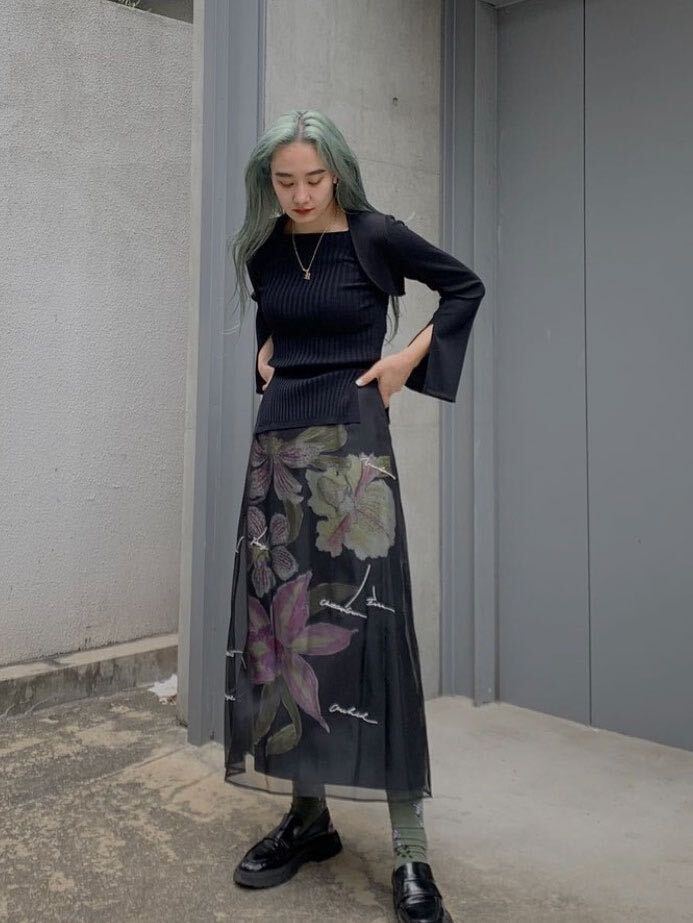 【新品タグ付き】KEITAMARUYAMA × AMERI SHEER LAYERED SKIRT アメリヴィンテージ シアーレイヤードスカート 定価26,400円 ブラック M_画像8