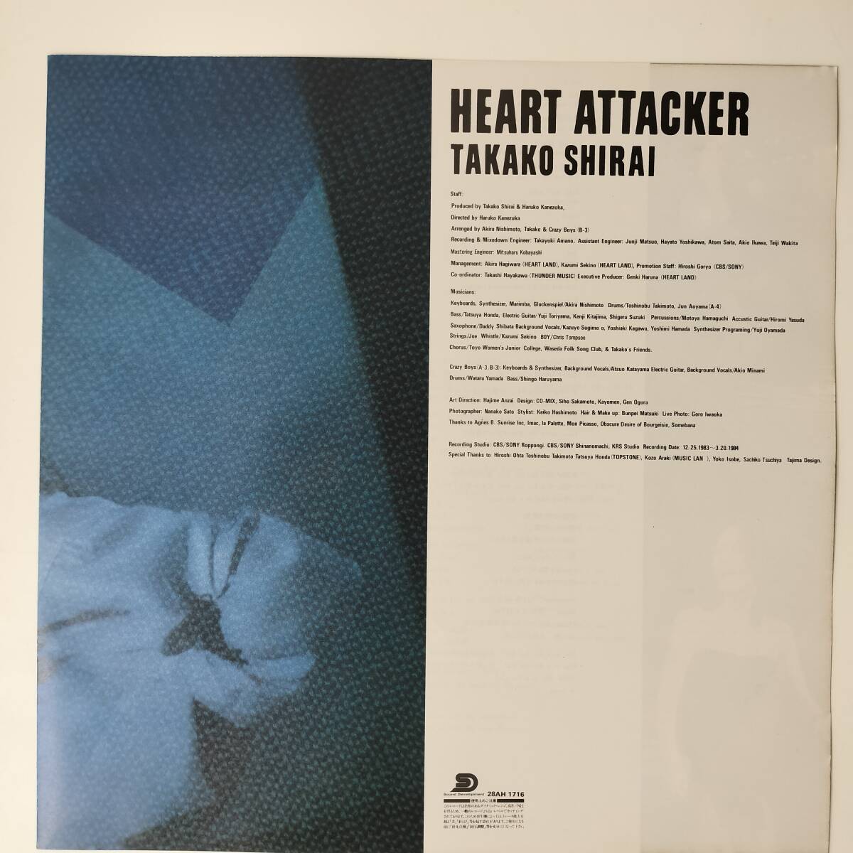 47364【プロモ盤★盤未使用に近い】 白井貴子 / HEART ATTACKER _画像3