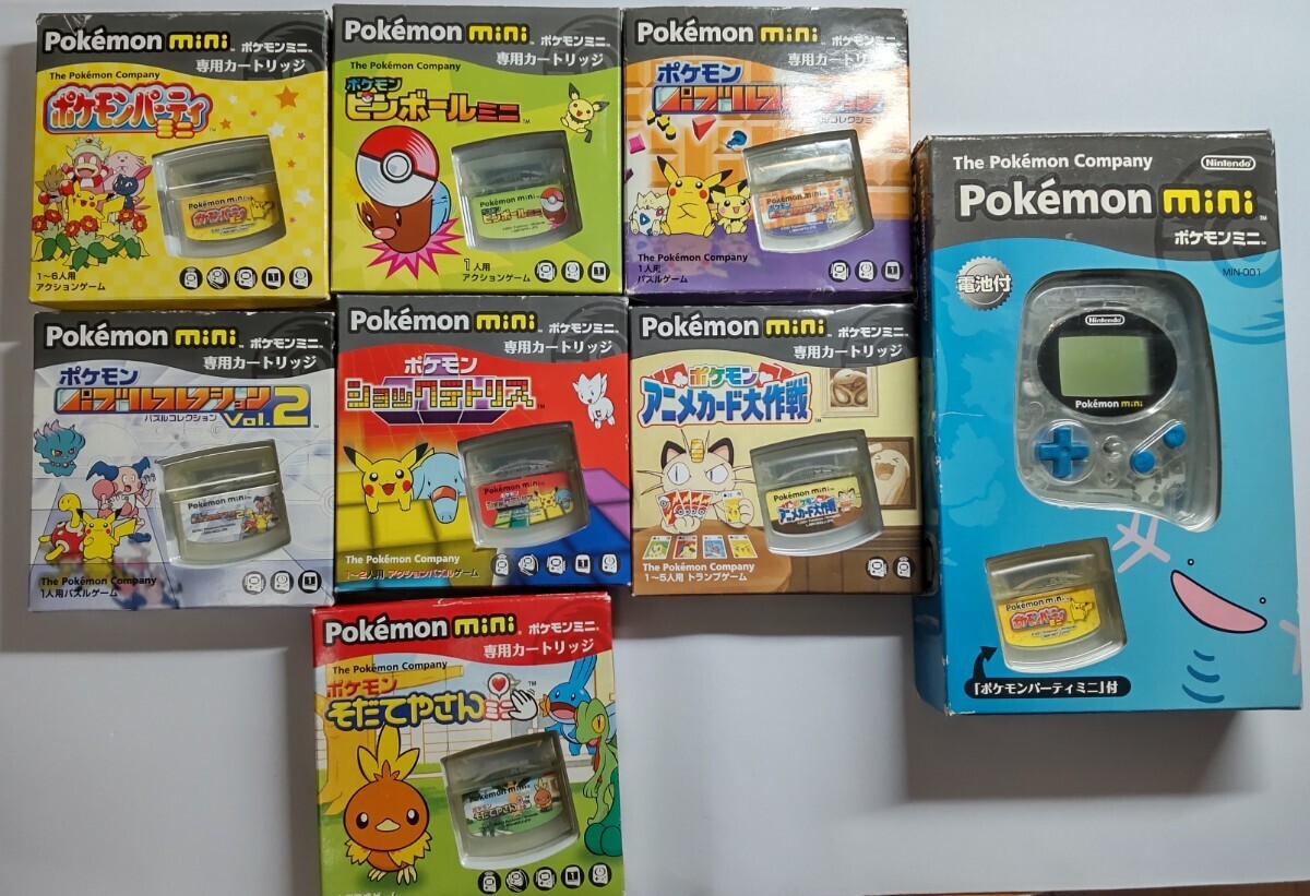 ポケモンミニ 本体 & ポケモンミニソフト箱説明書付 7本 セット Nintendo 任天堂 pokemon mini まとめ売りの画像1