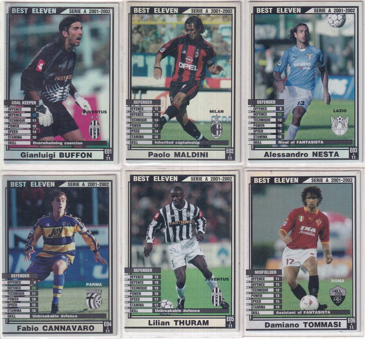 WCCF SERIE A 2001-2002 BEST ELEVEN(E01～E11) 11枚セット 送料無料！の画像1