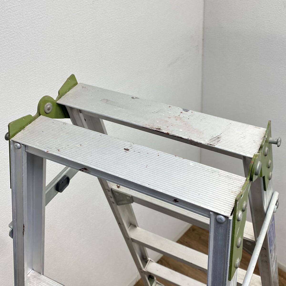 0 Hasegawa aluminium alloy made legs part flexible type stepladder tabletop height 1.35~1.76m ladder total length 2.86~3.69m Hasegawa rabbit KF-15 secondhand goods # Hyogo prefecture Himeji city departure 