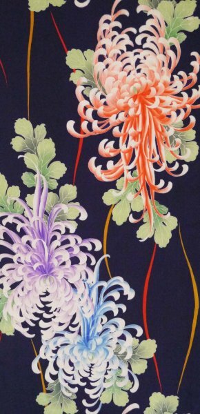 【KIRUKIRU】アンティーク 女の子 着物 正絹 錦紗 大正ロマン 濃紫 幻想的な乱菊 レトロ 花柄 和装 着付け 古布 古裂 リメイク 材料の画像7