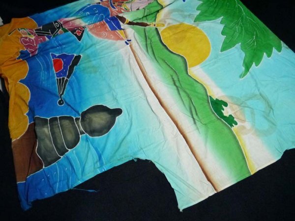 【KIRUKIRU】高知 工芸品 端午の節句旗 フラフ 289×213cm 幟 綿 牛若丸 レトロ 古布 生地 郷土資料の画像5