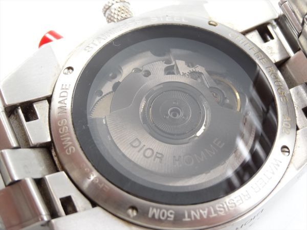 18219b Dior HOMME ディオールオム 稼動品 084610 シフルルージュ クロノグラフ メンズ 時計 AT ケース38mm 腕周り16.5cmの画像5