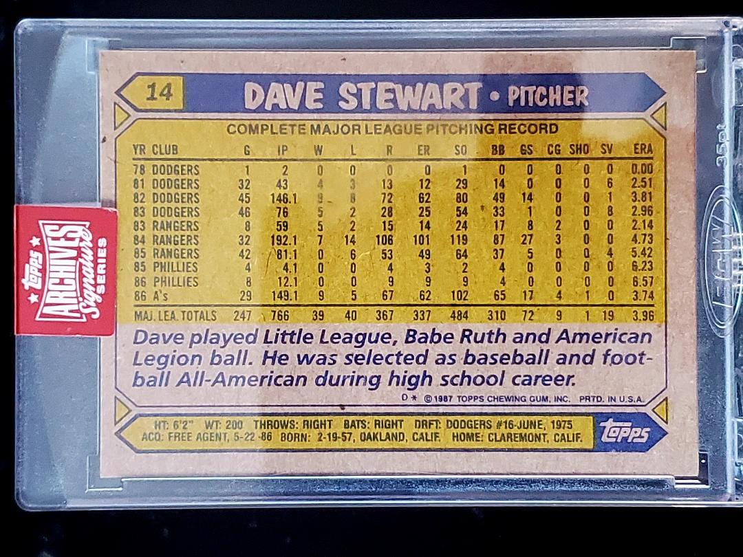 【/80】TOPPS ARCHIVES 2023 DAVE STEWART 直筆サインカード 直書き ON CARD AUTO の画像2