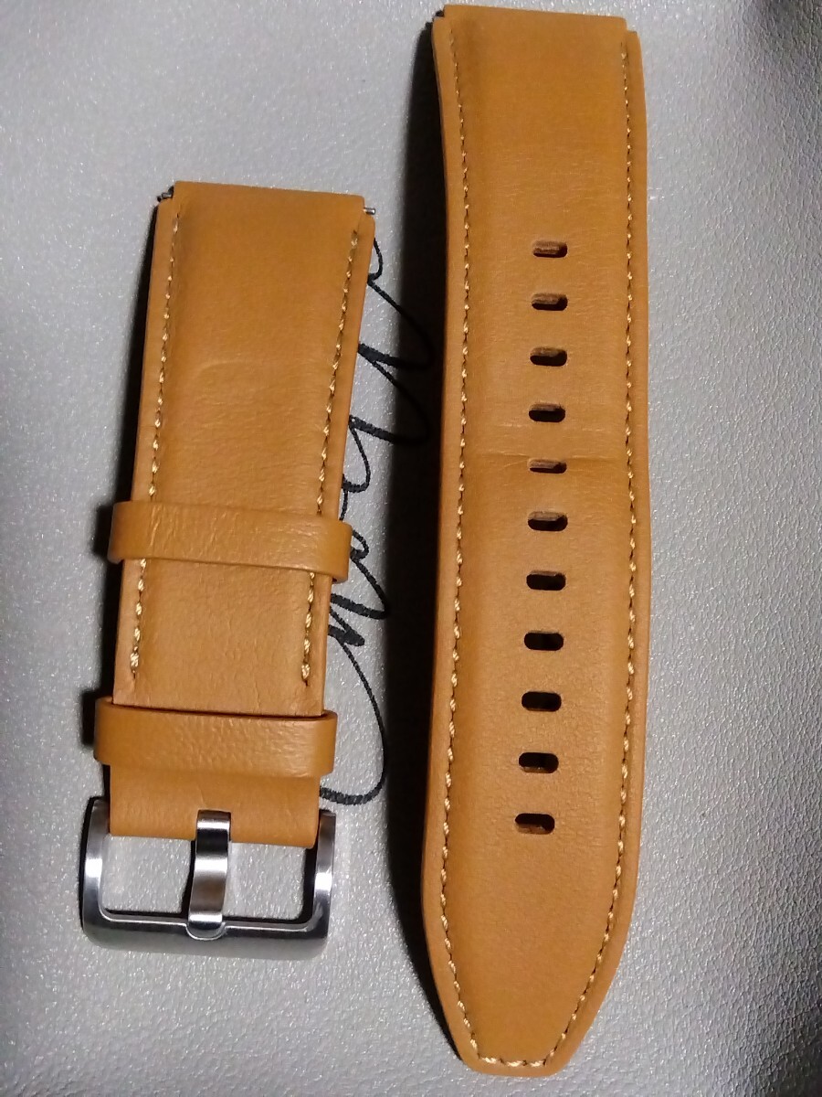 腕時計レザーベルト 幅22mm キャメル      ワンタッチリリースバネ棒付き 工具不要 GENUINE LEATHER 《ネコポス配送》の画像1