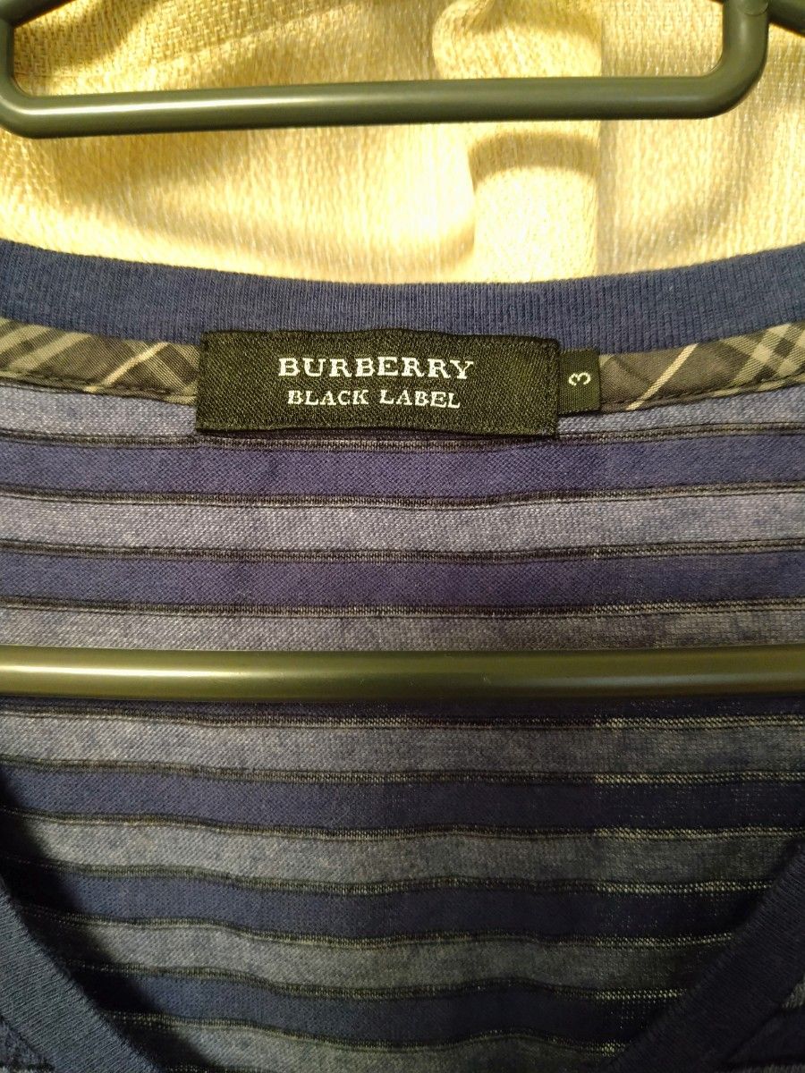 BURBERRY　バーバリー　ブラックレーベル　Ｔシャツ　ボーダー　ネイビー