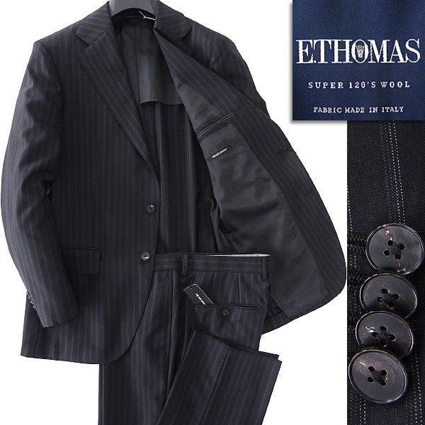 新品 スーツカンパニー イタリア生地 E.THOMAS SUPER120's 春夏 スーツ BE5(幅広M) 黒 【J54629】 170-2D セットアップ メンズ BB5_画像1