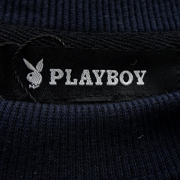 新品 プレイボーイ 裏毛 刺繍 スウェット M 紺【33054_79】 PLAYBOY メンズ クルーネック トレーナー スエット プルオーバーの画像10