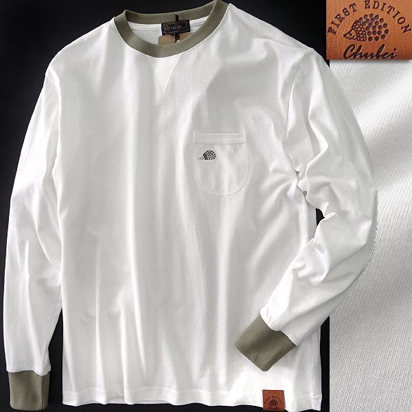  new goods CHUBEIchuu Bay 2024 year spring summer embroidery bai color pocket long sleeve T shirt LL white [CH1441129_7] men's cut and sewn hedgehog 