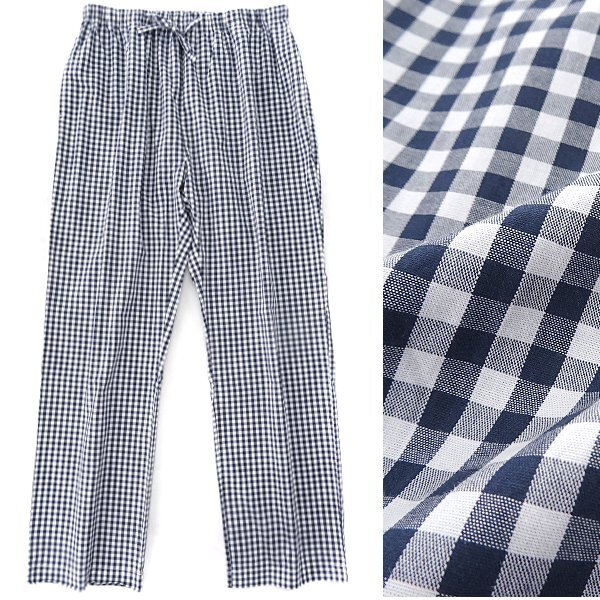  new goods Macintosh firosofi- Broad check setup pyjamas L navy blue [J54145] spring summer men's cotton open color 
