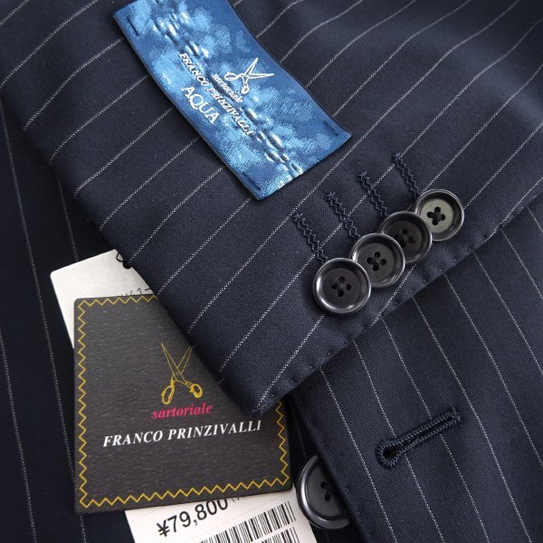 新品 7.9万 フランコプリンツィバァリー AQUA 撥水 ウール スーツ R50(XL) 紺 【J45028】 FRANCO PRINZIVALLI セットアップ 春夏 メンズの画像6