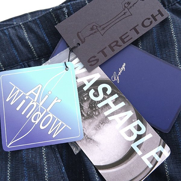  new goods ji- stage Kiyoshi .AIR WINDOW washer bru slacks 44(S) navy blue stripe [1-20503_8] g-stage pants spring summer men's 