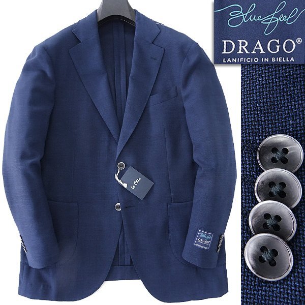 新品 5.8万 ルシック イタリア生地 DRAGO Blue Feel 春夏 ホップサック ジャケット BB6(幅広L) 紺 【J45123】 Le Chic ブレザー メンズ_画像1