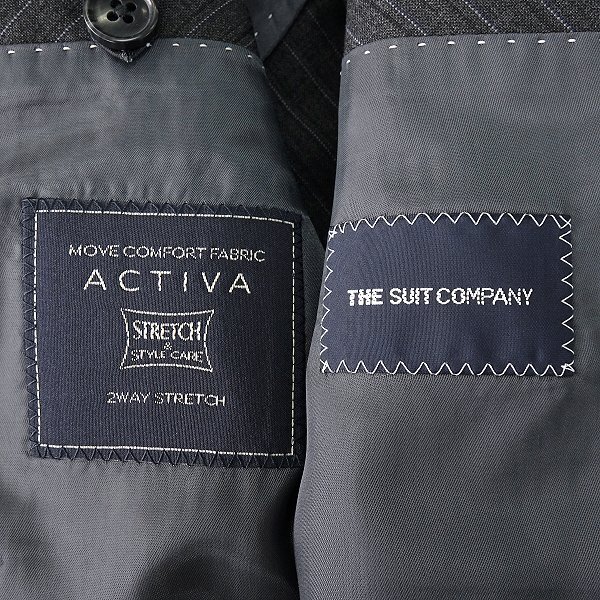 新品 スーツカンパニー ACTIVA ストレッチ ウール スーツ A4(S) 灰 【J42160】 165-6D THE SUIT COMPANY セットアップ ストライプ_画像10