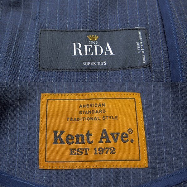訳有 4.5万 ケントアヴェニュー REDA Super110′s サマー ウール スーツ M 青 【J58867】 Kent Ave 春夏 メンズ アンコン セットアップの画像10