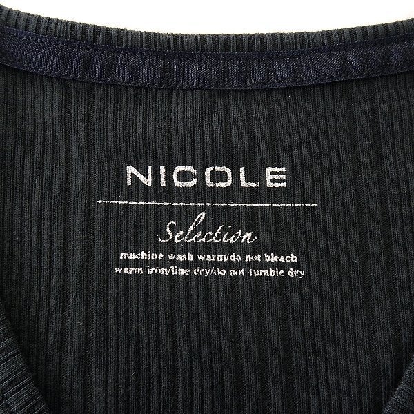 新品 ニコル ランダム テレコ Vネック 長袖 カットソー 46(M) 黒 【I58413】 NICOLE Selection 春夏 Tシャツ ロンT リブ コットンの画像7