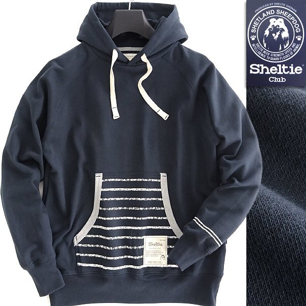  new goods shell tea Club 24SS reverse side wool sweat pull over Parker M navy blue [SH1441106_79] Sheltie Club men's cotton 