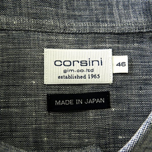 新品 1.5万 コルシーニ 日本製 盛夏 リネン シャンブレー シャツ LL 紺 【I48494】 CORSINI gim 麻100% ボタンダウン サマー メンズ_画像9