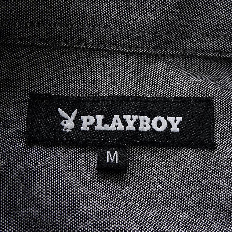 新品 プレイボーイ 24年春夏 オックスフォード シャツ M 灰 【1023_97】 PLAYBOY メンズ 長袖 ボタンダウン コットン オックス バニー_画像10