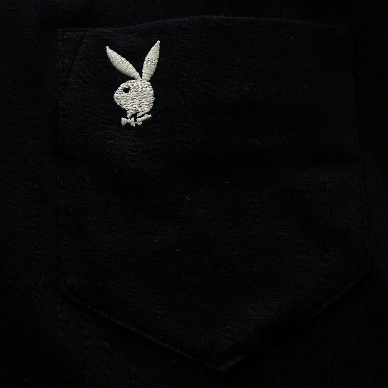 新品 プレイボーイ 24年春夏 バニー ロゴ 刺繍 カットソー LL 黒 【41028_99】 PLAYBOY ロンT ポケT 長袖 ポケット Tシャツ メンズの画像5