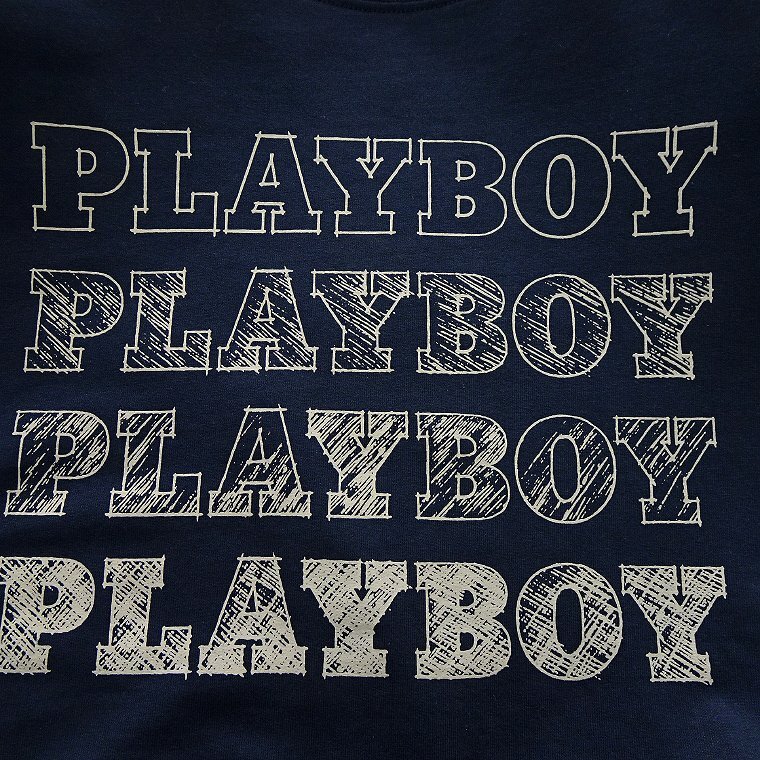 新品 プレイボーイ 24年春夏 グラフィック スウェット LL 紺【41022_79】 PLAYBOY ロゴ 長袖 コットン スエット トレーナー メンズの画像4