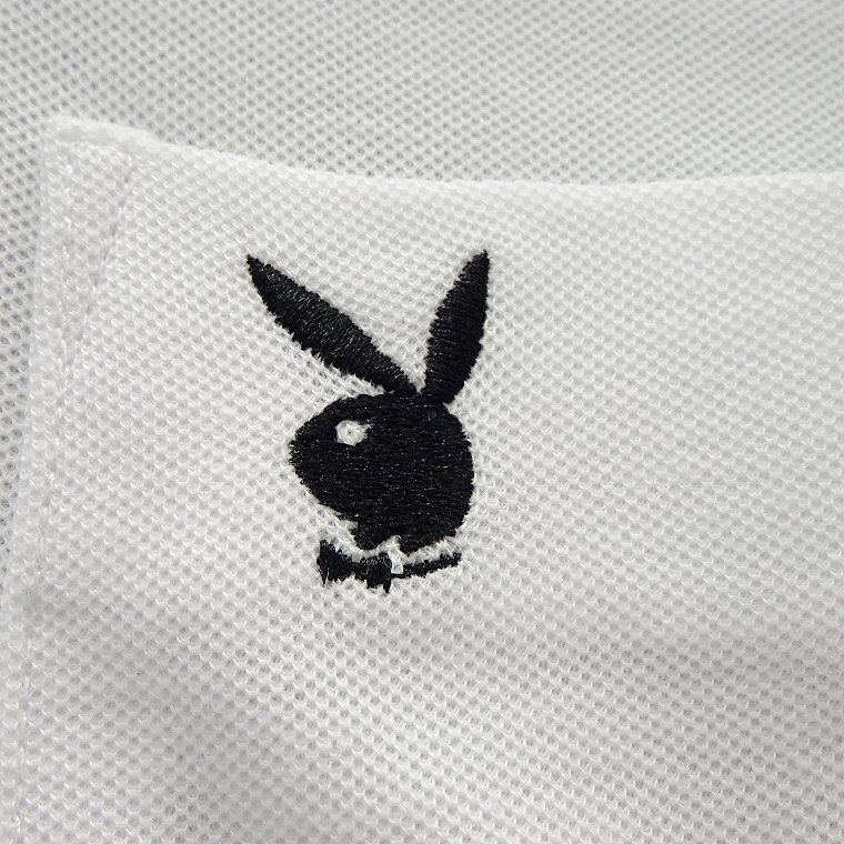  new goods Play Boy 2024 spring summer Logo embroidery polo-shirt with short sleeves LL white [42023_07] PLAYBOY men's . summer line kanoko men's deer. . sport 