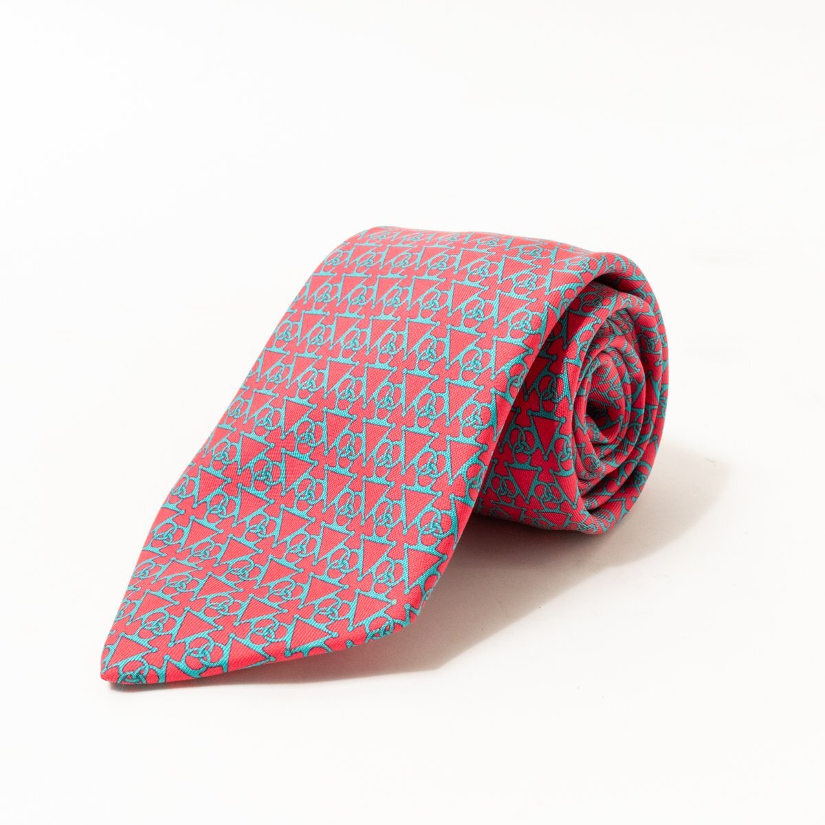 HERMES Hermes шелк 100% Франция производства галстук общий рисунок красный красный мужской джентльмен мужчина платье бизнес формальный elegant взрослый 
