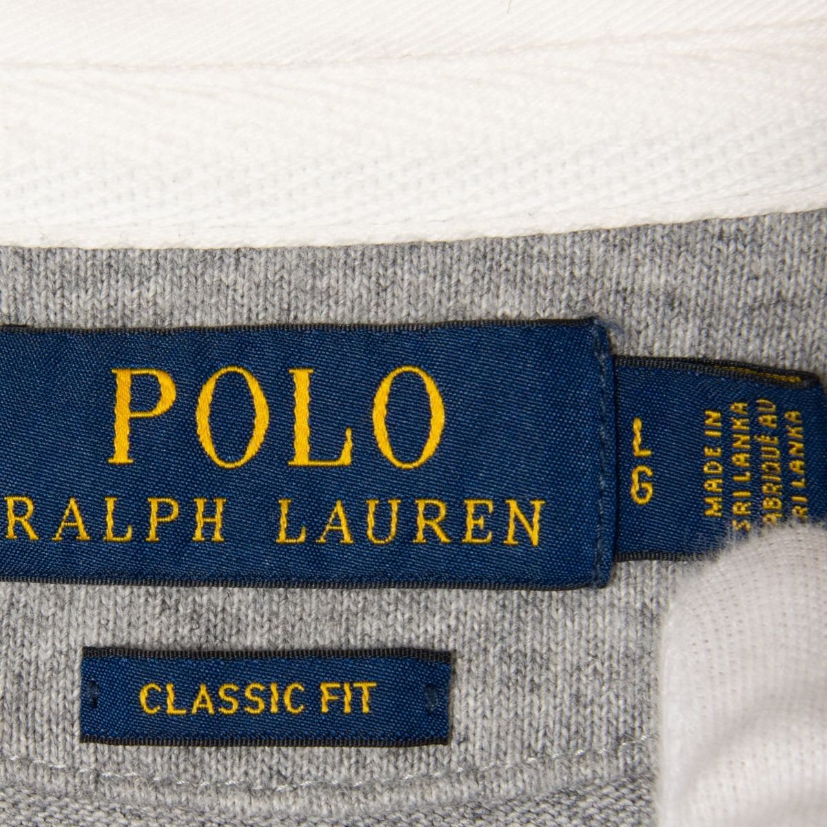 Polo Ralph Lauren ラルフローレン サイズL 長袖 プルオーバー ラガーシャツ 灰色/グレー コットン100％ メンズ カジュアル アメトラ 春夏_画像6