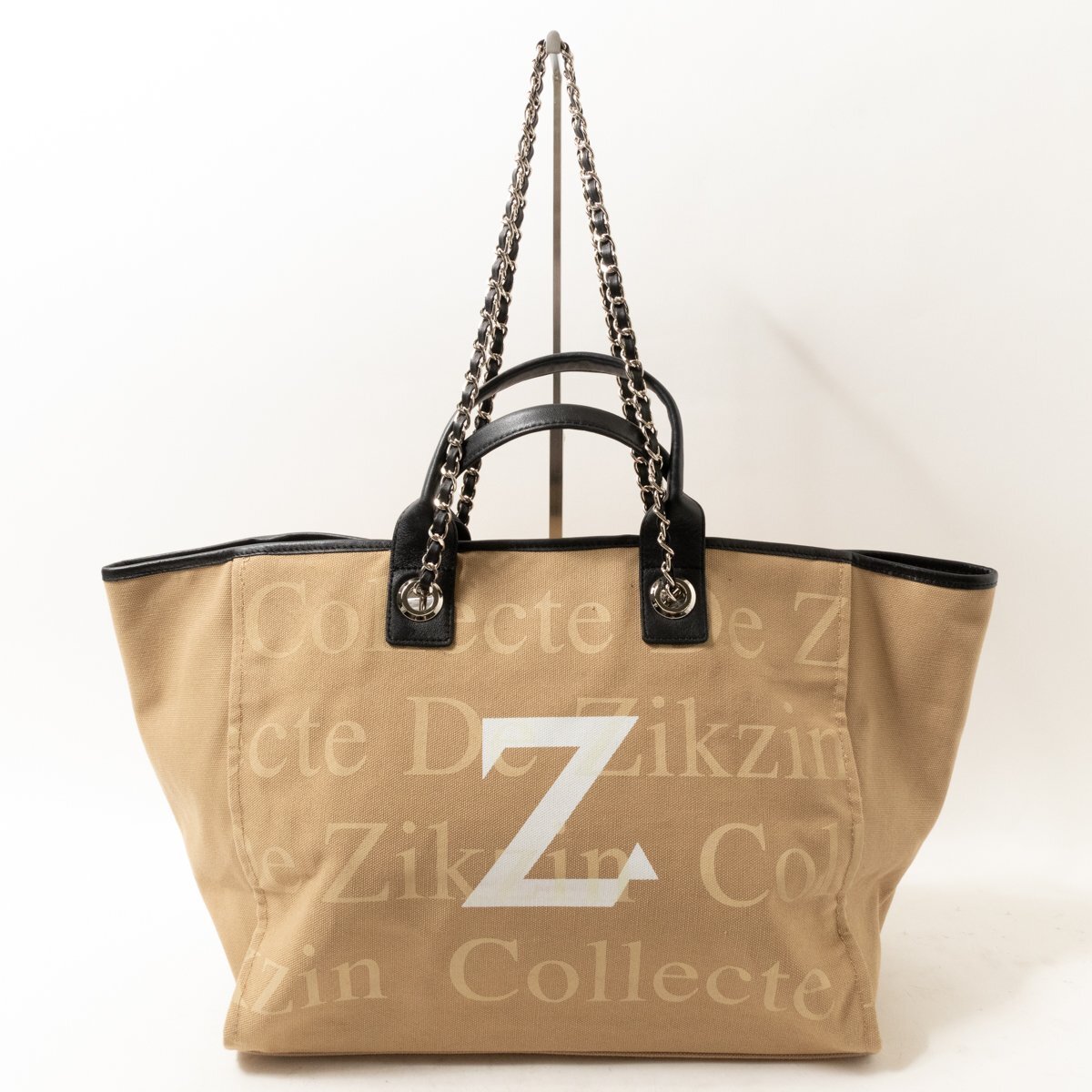 【1円スタート】Collecte De Zikzin 2WAY ハンドバッグ ビッグ トートバッグ キャンバス ベージュ レディース 婦人 女性 カジュアル_画像1