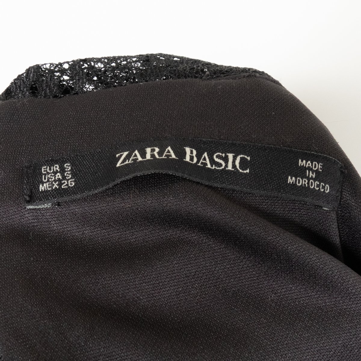 ZARA BASIC ザラ ベーシック レース切り替え オールインワン ワイドパンツ USA S アセテート ブラック 黒 綺麗め エレガンス フォーマルの画像2