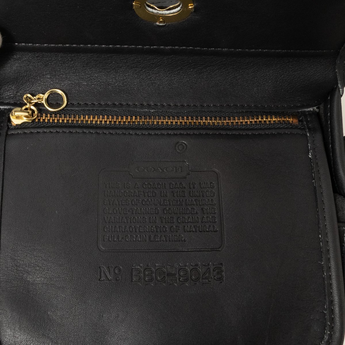 【1円スタート】COACH オールドコーチ BBC-9043 マットレザーハンドバッグ 鞄 クラシカル フォーマル 黒 ブラック ゴールド金具 USA製_画像9