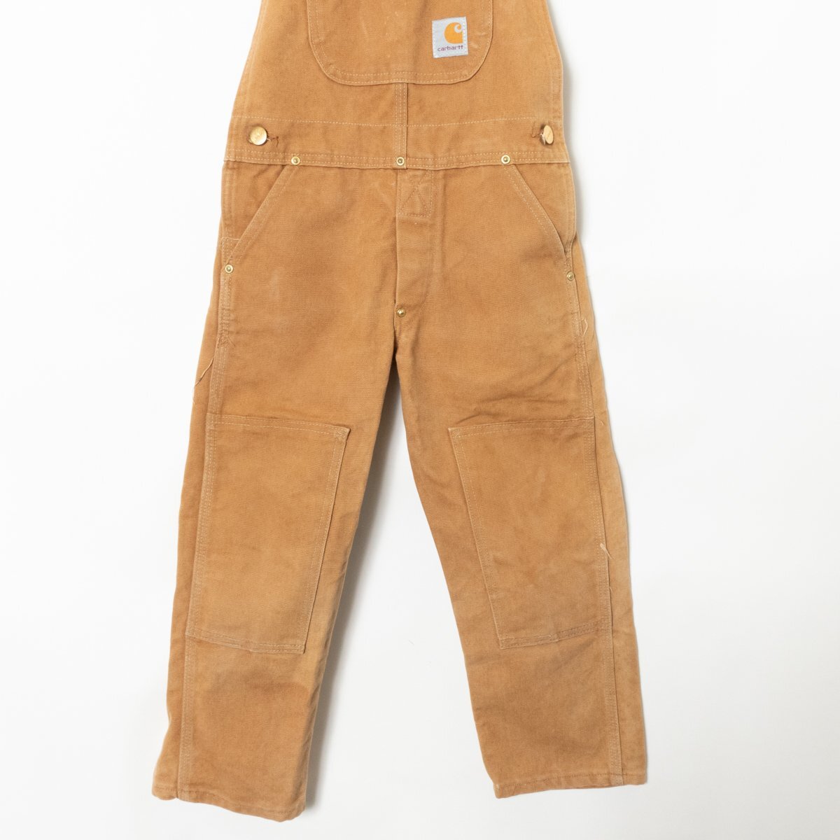 Carhartt カーハート キッズ オーバーオール サロペット 重ね着 レイヤード 110-120cm相当 ブラウン 茶色 子供服 アメカジ 古着_画像4