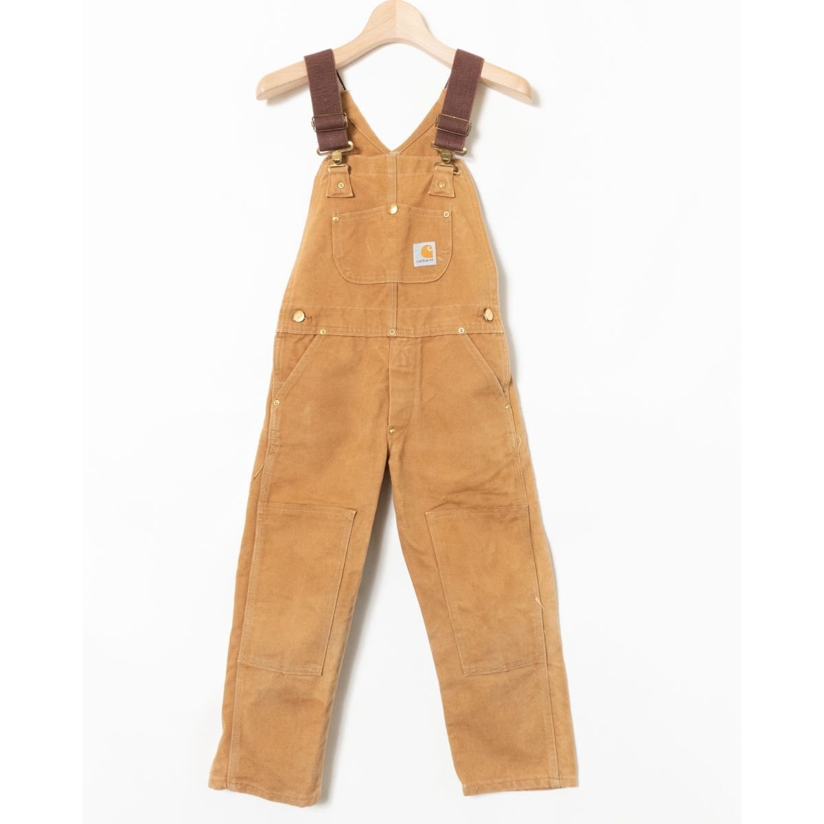 Carhartt カーハート キッズ オーバーオール サロペット 重ね着 レイヤード 110-120cm相当 ブラウン 茶色 子供服 アメカジ 古着_画像1