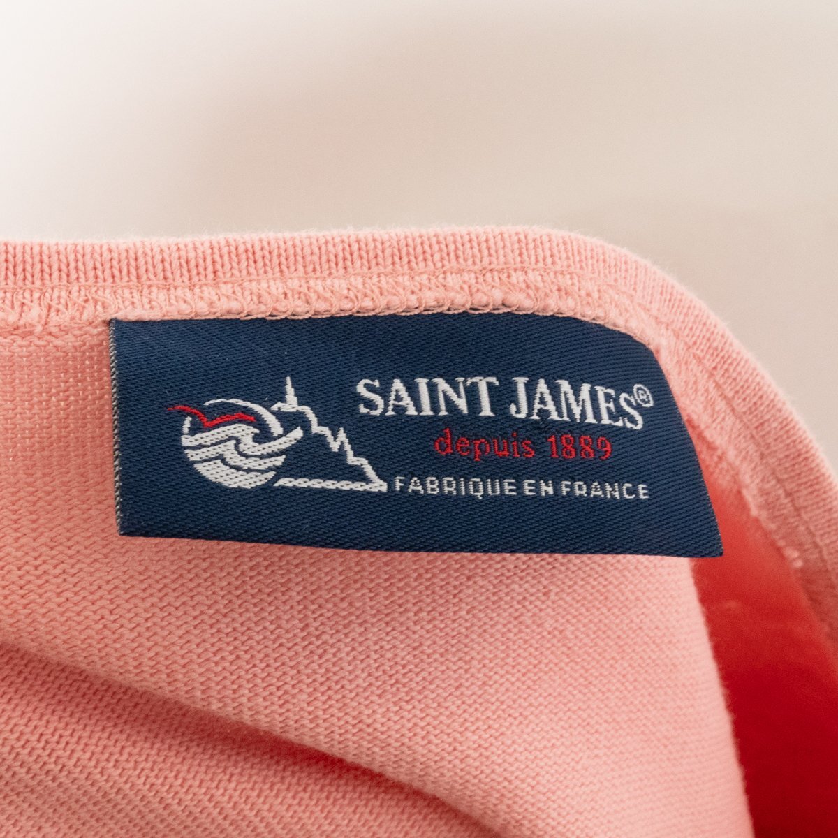 SAINT JAMES セントジェームス フランス製 バスクシャツ 無地 長袖 トップス USA36 綿100% コットン サーモンピンク ナチュラル ベーシック_画像2