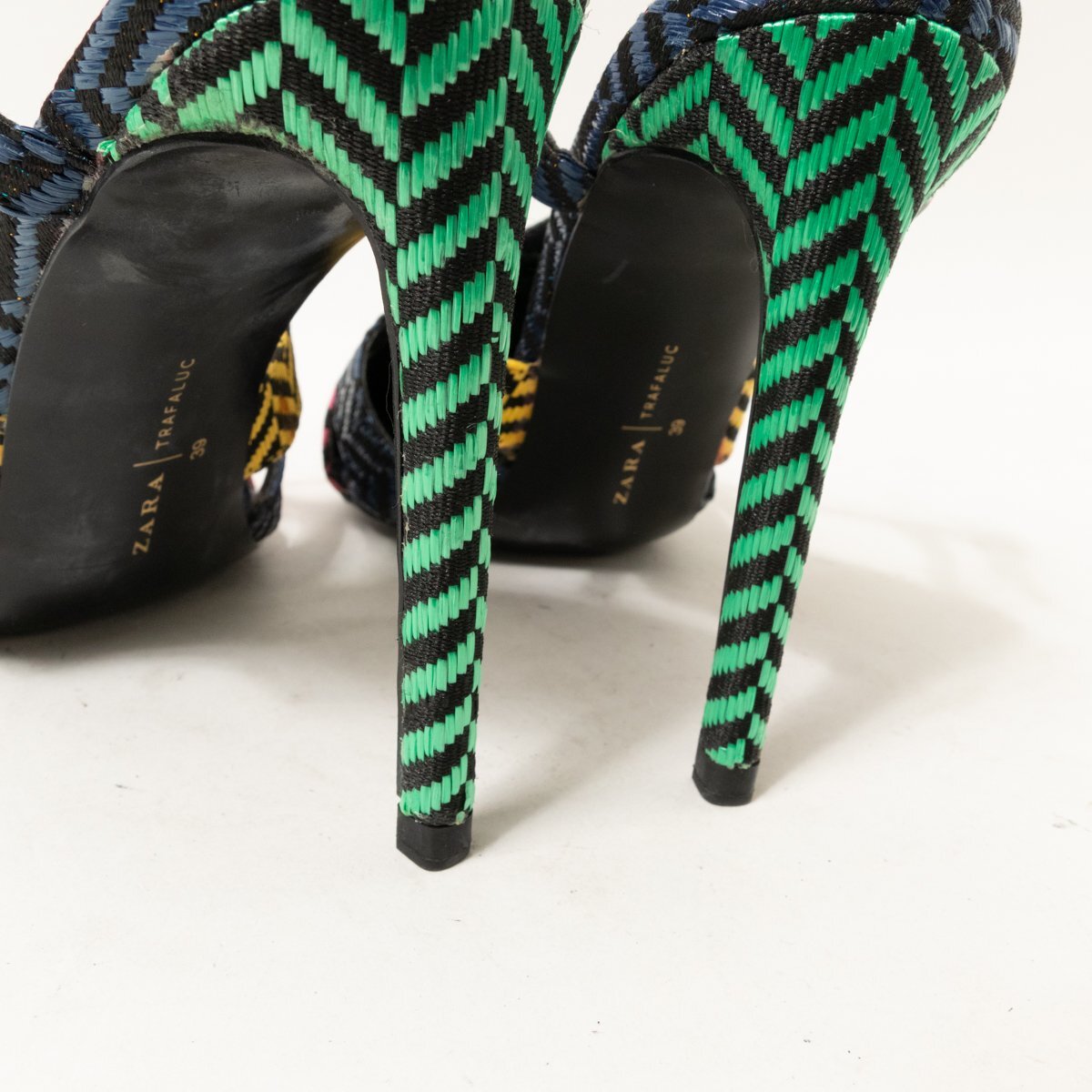 ZARA TRAFALUC Zara to черновой . look задний ремешок туфли-лодочки зеленый желтый розовый 39 25cm соответствует женский высокий каблук красивый . обувь 