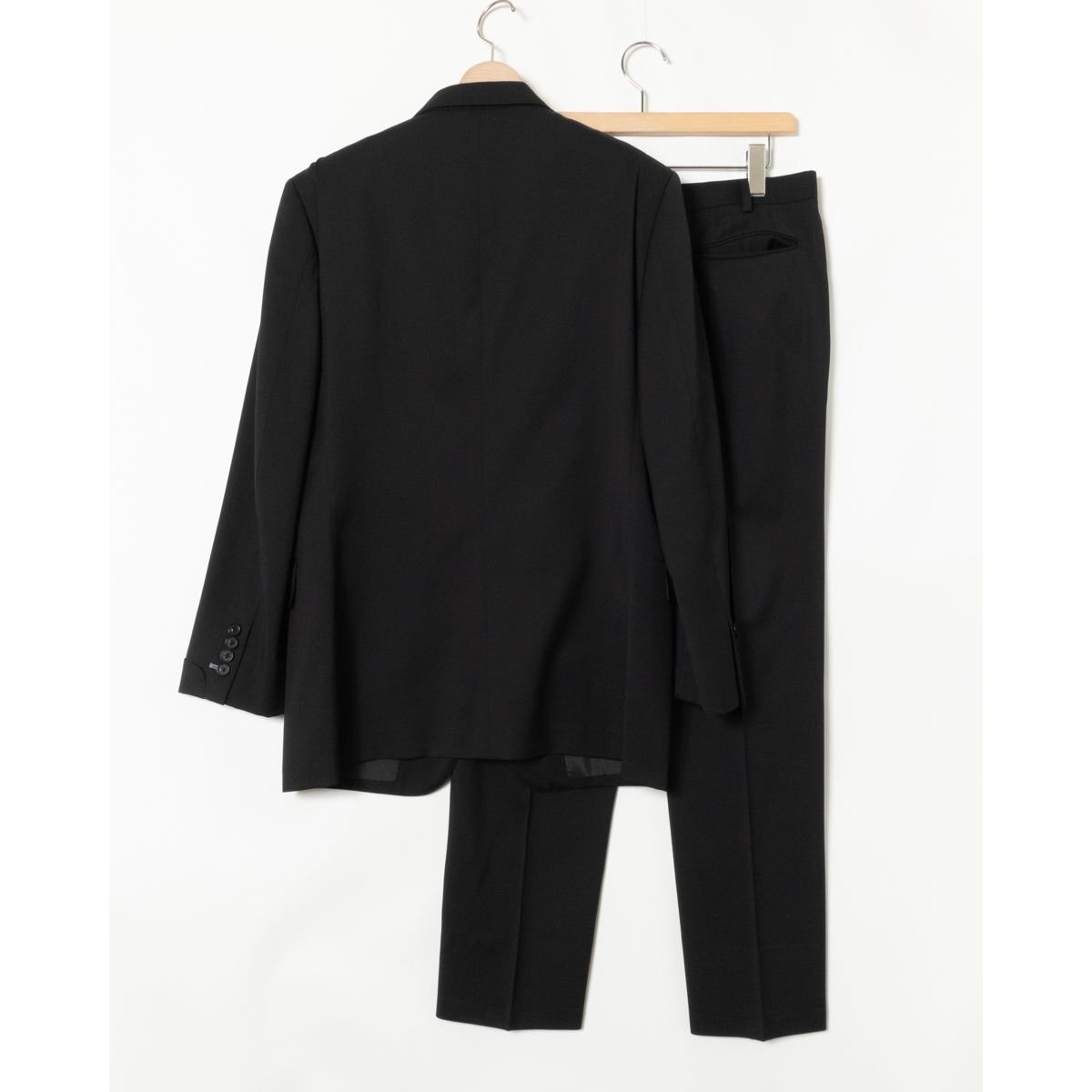 [1 иен старт ]BURBERRY BLACK LABEL Burberry манжеты дизайн ngru костюм 3 кнопка необшитый на спине tuck брюки шерсть 100% одноцветный чёрный 38L
