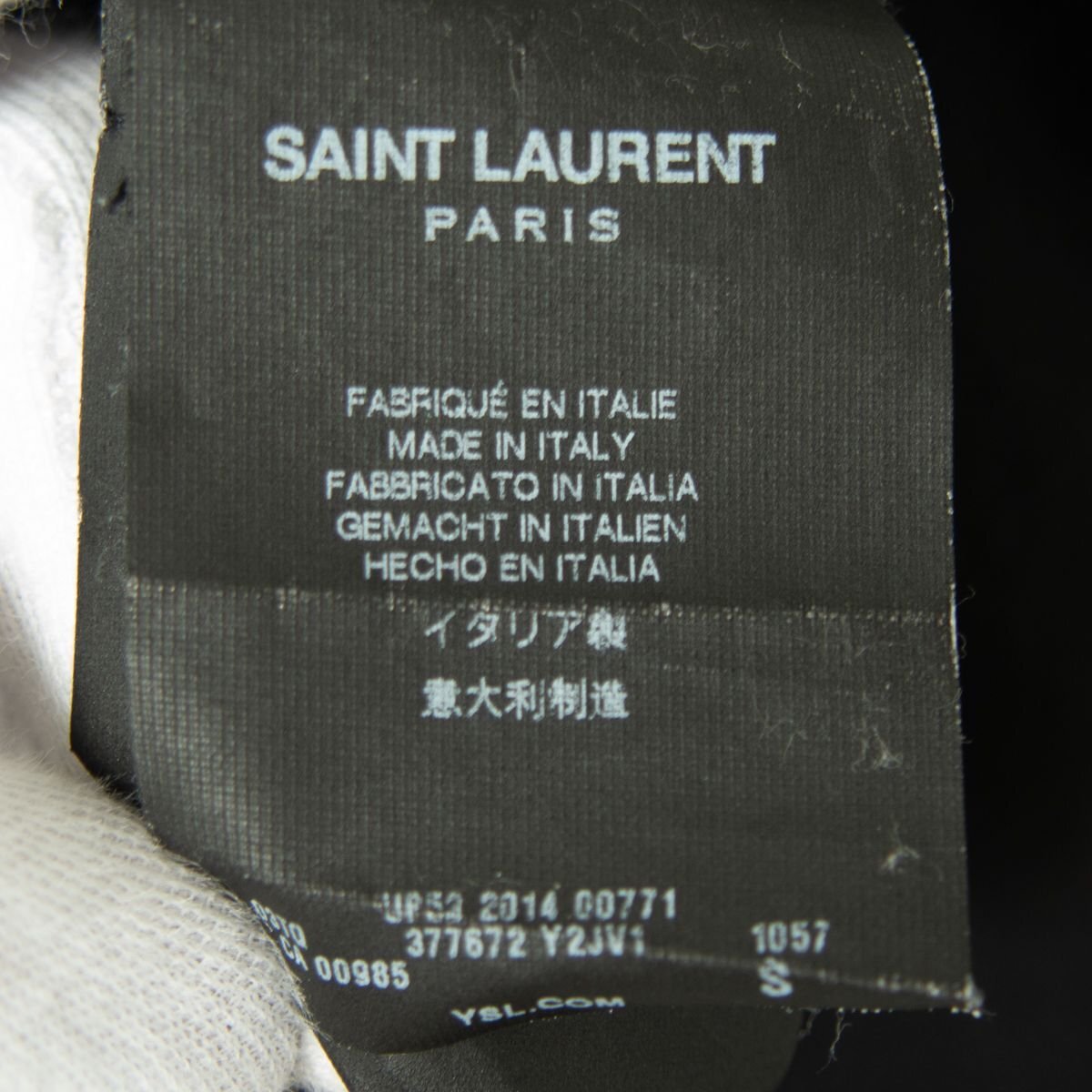 【1円スタート】メール便○ SAINT LAURENT サンローラン クルーネック半袖Tシャツ トップス 綿100％ 薄地 ハイブランド 黒 S イタリア製の画像6