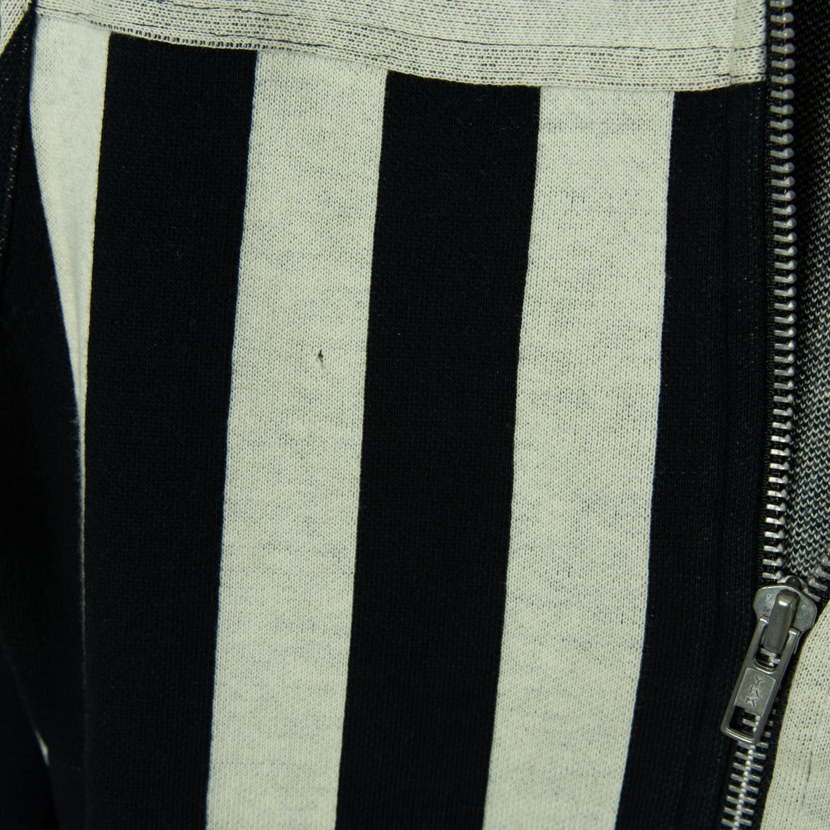 [1 jpy start ]BALENCIAGA Balenciaga stripe pattern full Zip Parker cut and sewn high brand casual black × off white S France made 