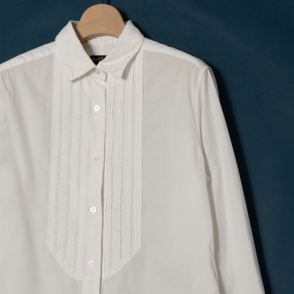 [1 jpy start ] mail service 0 MARGARET HOWELL Margaret Howell long sleeve shirt blouse tops cotton 100% white plain 2 made in Japan 