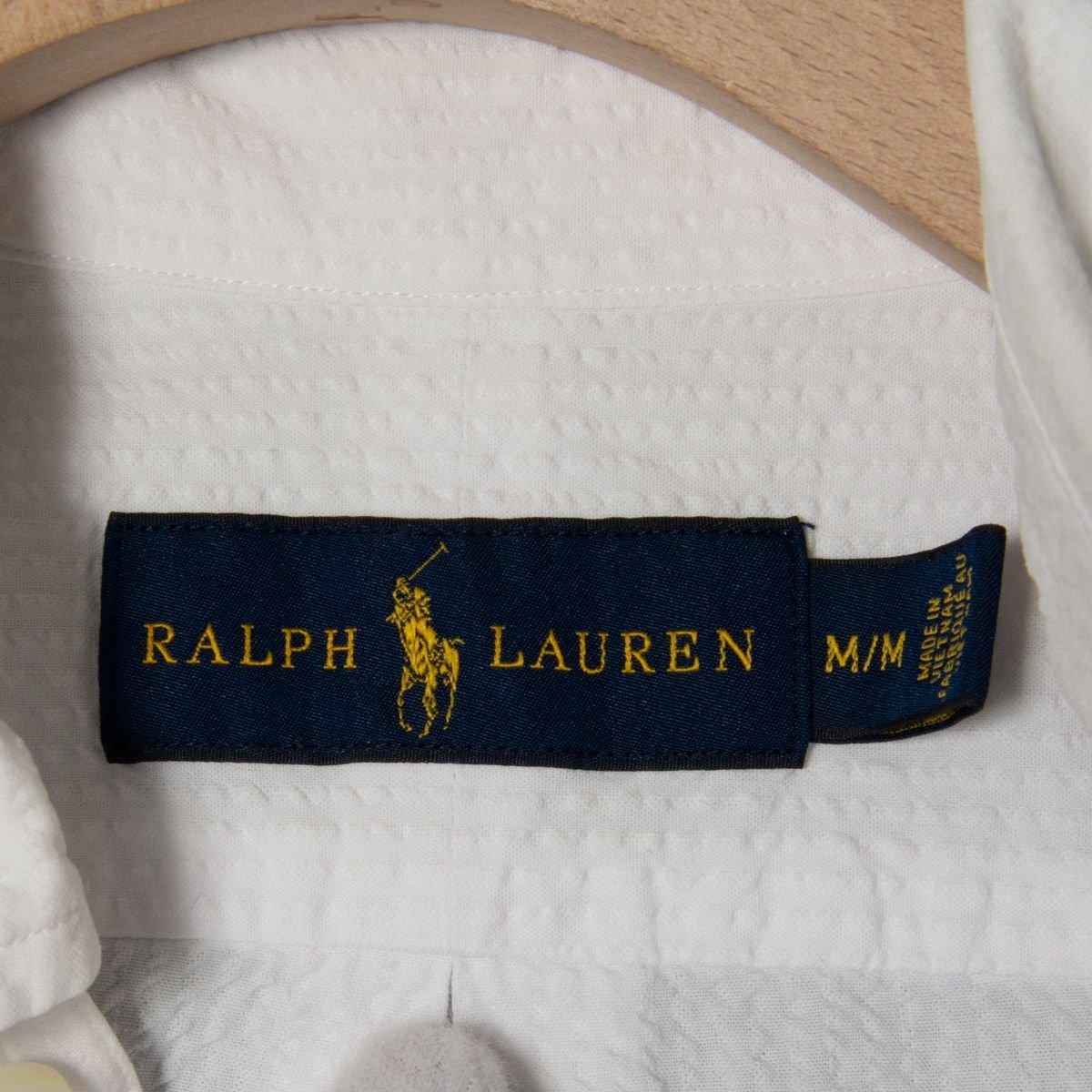  почтовая доставка 0 Ralph Lauren Ralph Lauren размер M короткий рукав кнопка down рубашка one отметка Logo вышивка белый / белый хлопок 100% мужской весна лето 