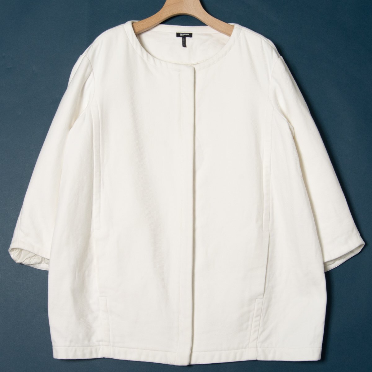 [1 jpy start ]JIL SANDER NAVY Jil Sander no color middle height coat outer cotton 100% simple spring autumn white 36 Italy made 