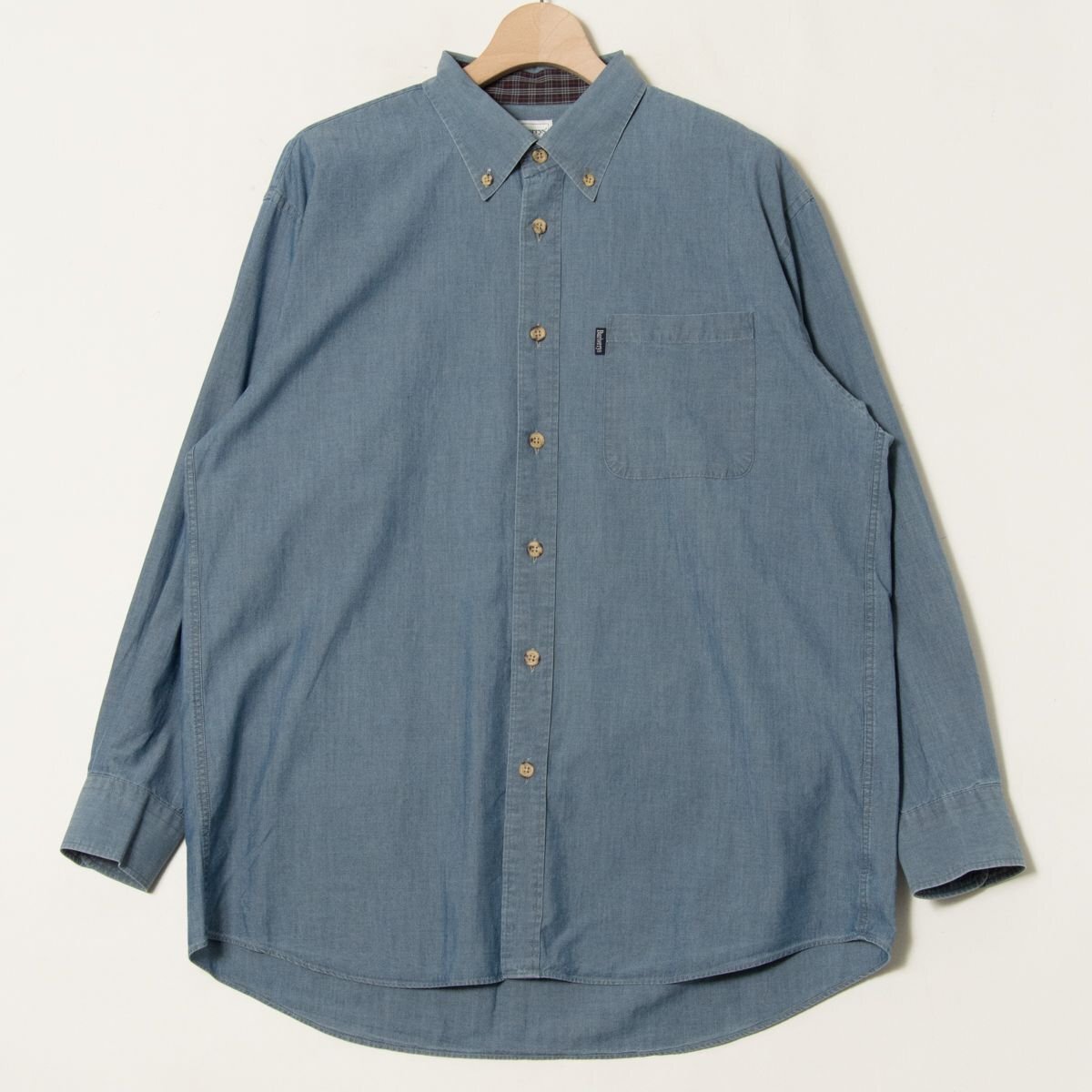  почтовая доставка 0 сделано в Японии BURBERRY\'S Burberry размер 2L длинный рукав кнопка down рубашка хлопок 100% мужской весна лето tops casual простой 