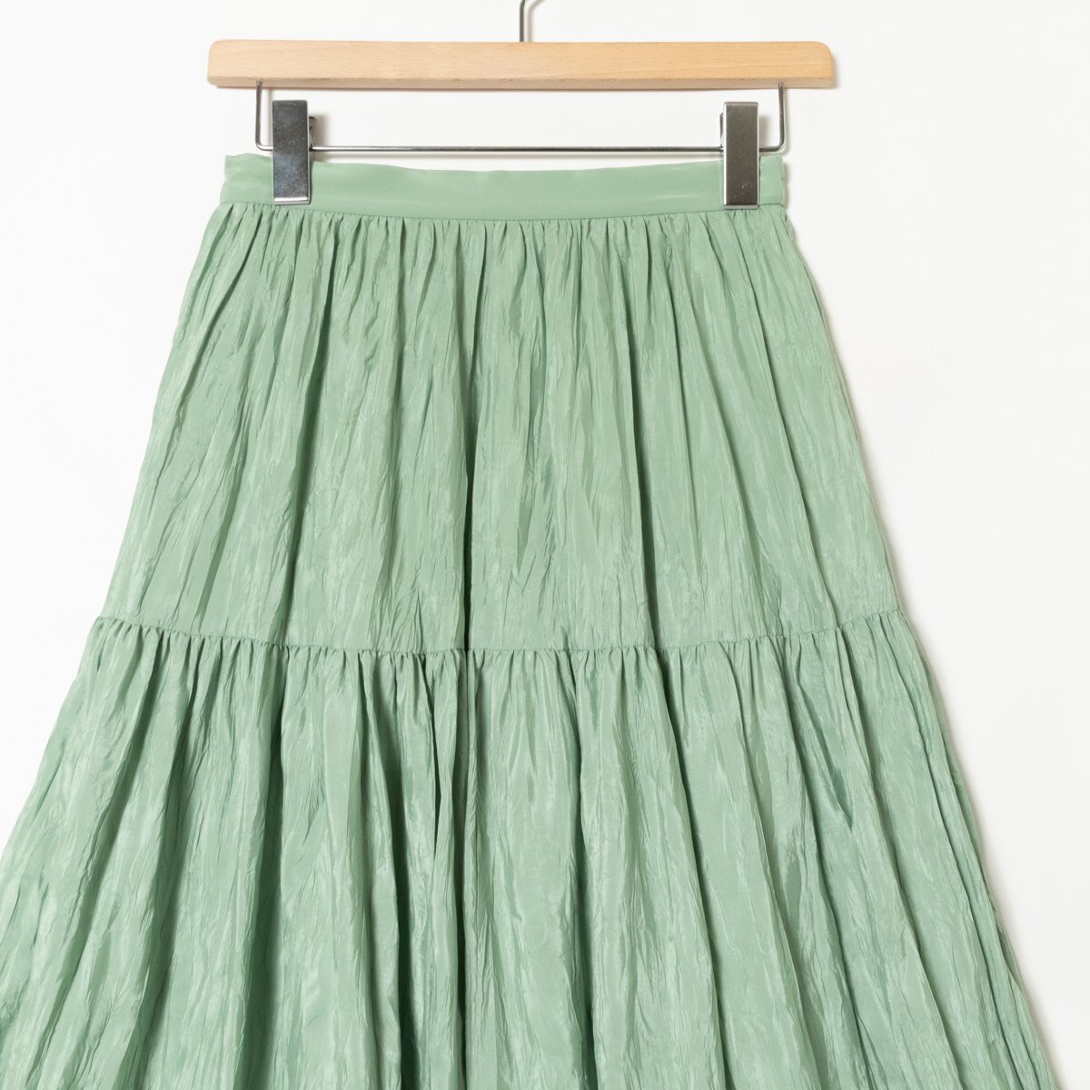  с биркой не использовался Ray BEAMS Ray Beams шайба плиссировать maxi юбка длинный длина полиэстер 100% мята красивый . casual весна лето 