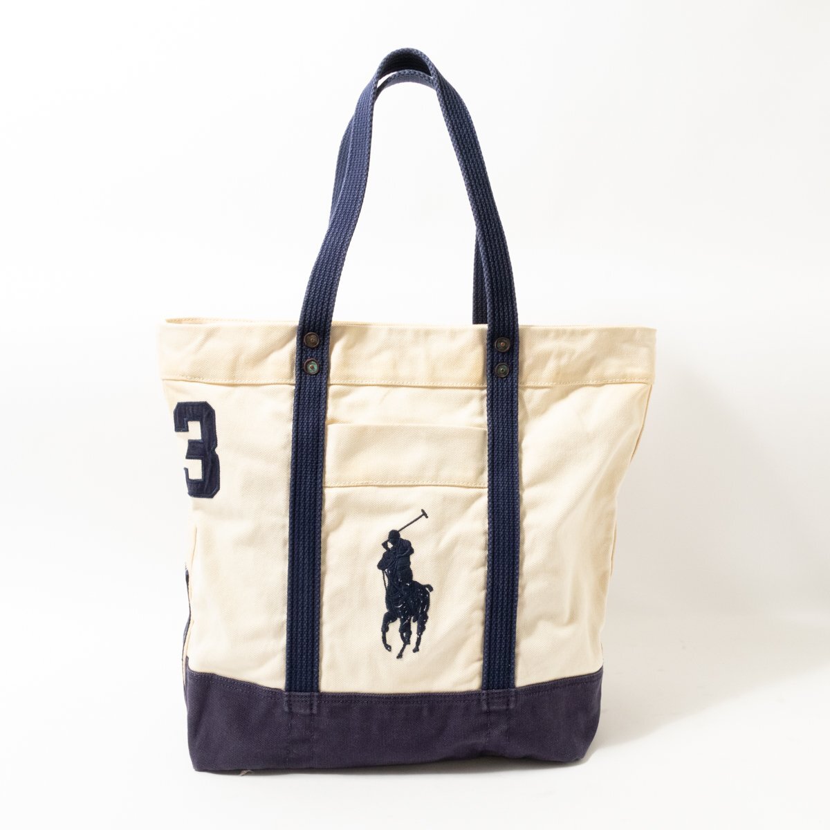 [1 иен старт ]POLO RALPH LAUREN Polo Ralph Lauren большая сумка большой сумка на плечо парусина земля белый Logo стандартный большая вместимость 